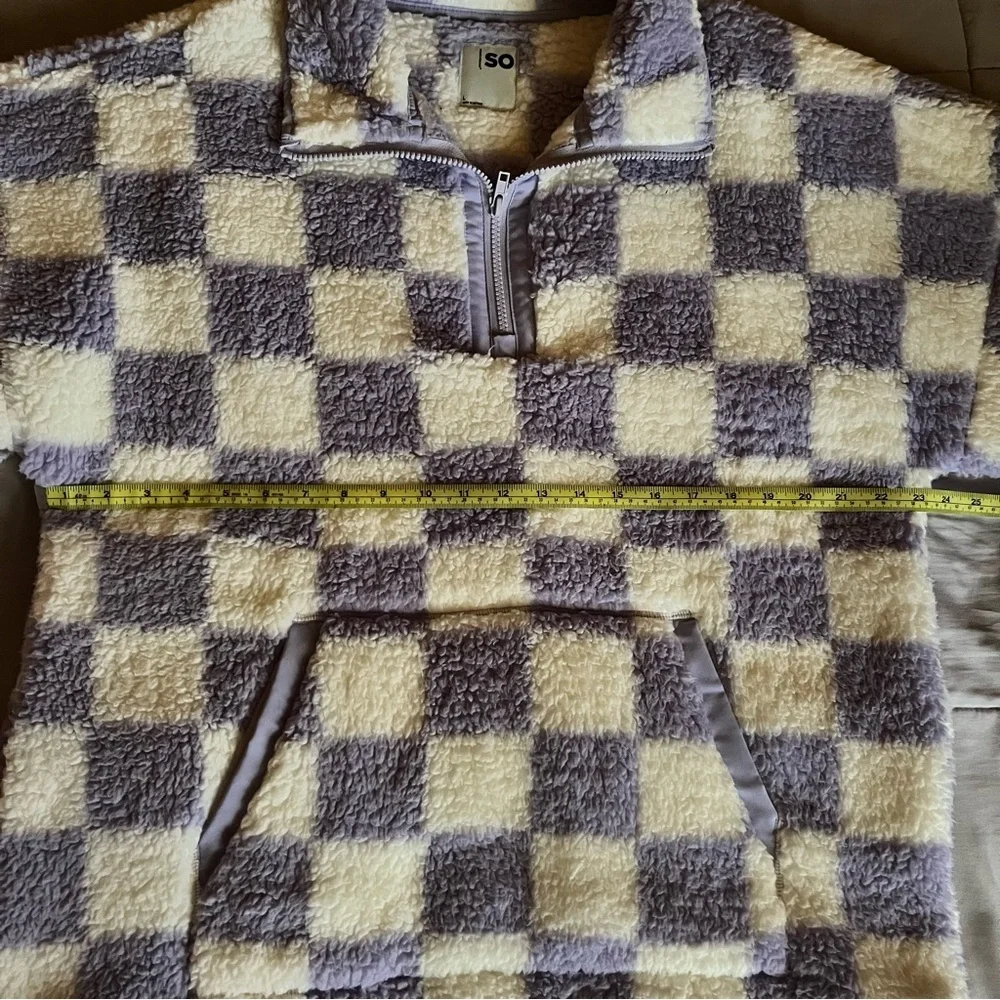 🎉HP🎉 SO Cozy Purple Checkered Fleece Pullover - Picture 8 of 13